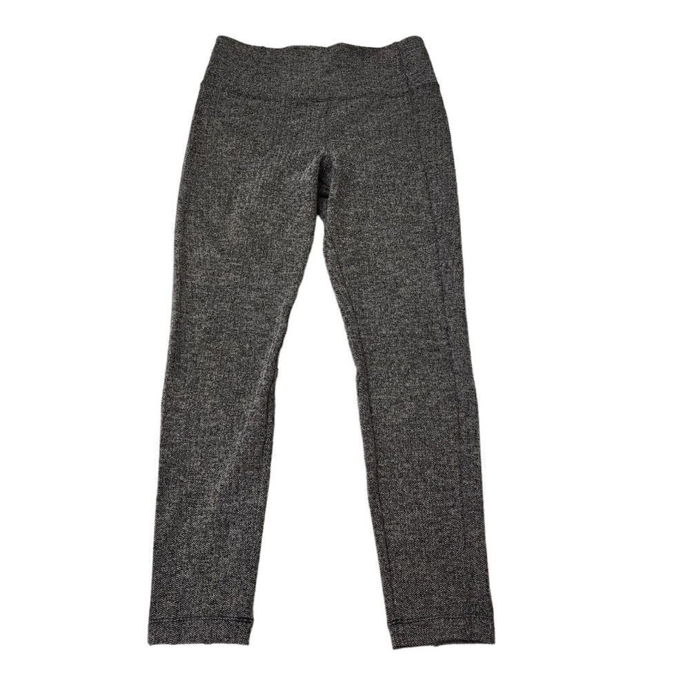 Athleta Leggings Womens Small Delancey Herringbone Gray Stretch Zip‎ Pocket